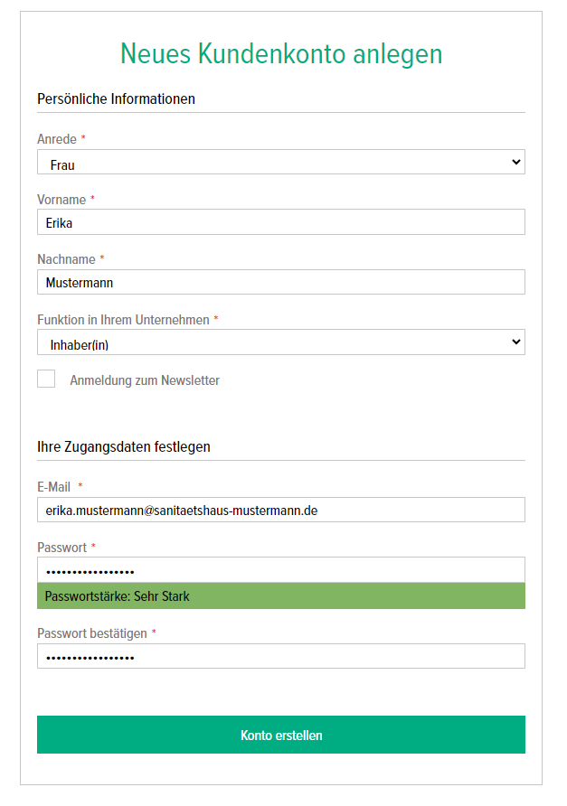 Konto erstellen - Schritt 3